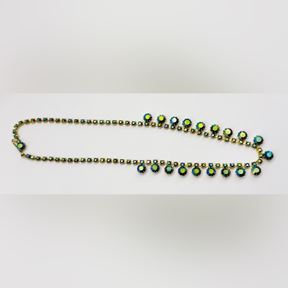 Vintage-Style GT & Blue Aurora Borealis Crystal Rhinestone Necklace by Alexa Rae - Picture 5 of 7